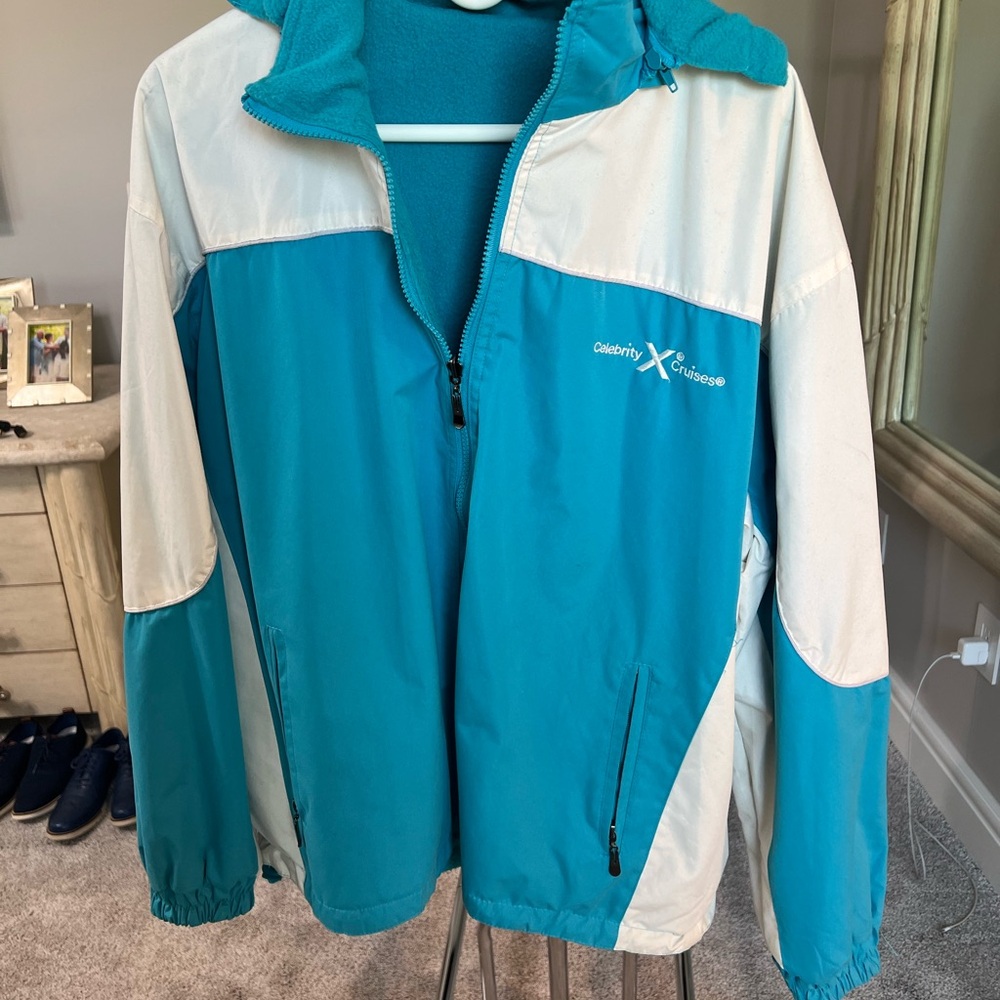 Blue and White Windbreaker